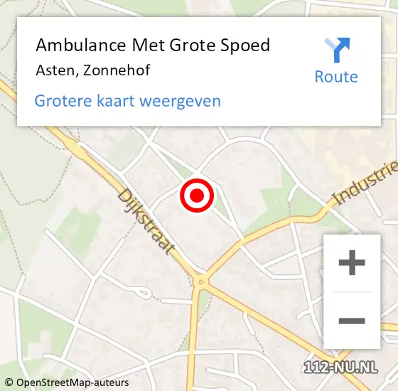 Locatie op kaart van de 112 melding: Ambulance Met Grote Spoed Naar Asten, Zonnehof op 5 juni 2017 03:24