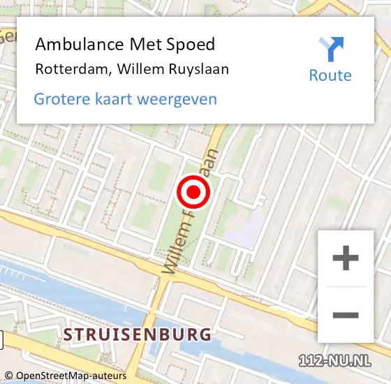 Locatie op kaart van de 112 melding: Ambulance Met Spoed Naar Rotterdam, Willem Ruyslaan op 5 juni 2017 03:25