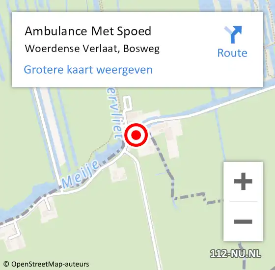 Locatie op kaart van de 112 melding: Ambulance Met Spoed Naar Woerdense Verlaat, Bosweg op 5 juni 2017 04:10