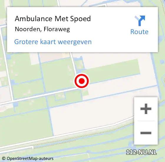 Locatie op kaart van de 112 melding: Ambulance Met Spoed Naar Noorden, Floraweg op 5 juni 2017 05:12