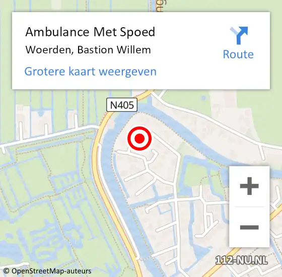 Locatie op kaart van de 112 melding: Ambulance Met Spoed Naar Woerden, Bastion Willem op 5 juni 2017 05:55