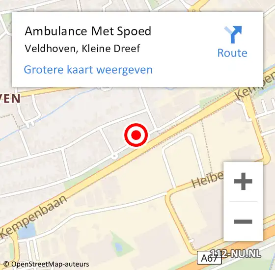 Locatie op kaart van de 112 melding: Ambulance Met Spoed Naar Veldhoven, Kleine Dreef op 5 juni 2017 06:42