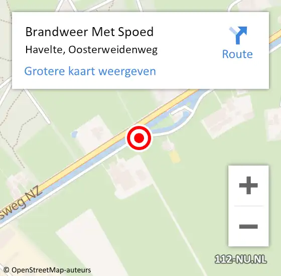 Locatie op kaart van de 112 melding: Brandweer Met Spoed Naar Havelte, Oosterweidenweg op 5 juni 2017 06:44