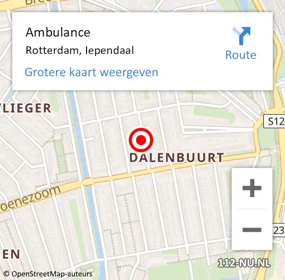 Locatie op kaart van de 112 melding: Ambulance Rotterdam, Iependaal op 5 juni 2017 08:57