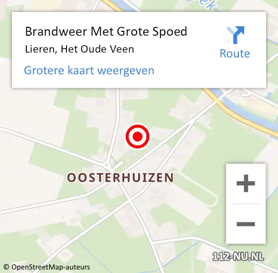 Locatie op kaart van de 112 melding: Brandweer Met Grote Spoed Naar Lieren, Het Oude Veen op 5 juni 2017 08:58