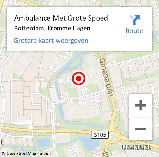 Locatie op kaart van de 112 melding: Ambulance Met Grote Spoed Naar Rotterdam, Kromme Hagen op 5 juni 2017 09:38