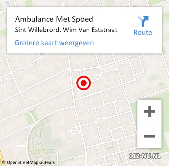 Locatie op kaart van de 112 melding: Ambulance Met Spoed Naar Sint Willebrord, Wim Van Eststraat op 5 juni 2017 09:59