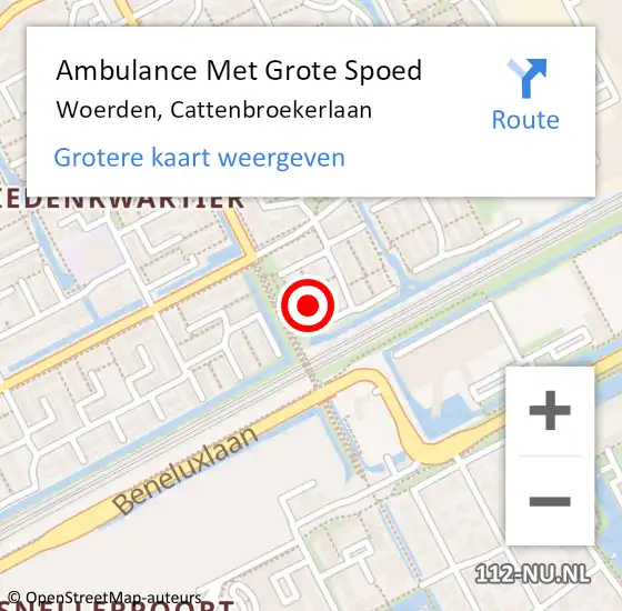 Locatie op kaart van de 112 melding: Ambulance Met Grote Spoed Naar Woerden, Cattenbroekerlaan op 5 juni 2017 10:03