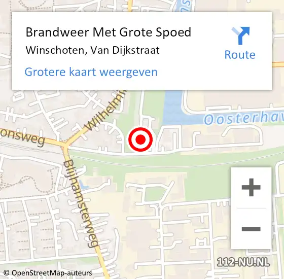 Locatie op kaart van de 112 melding: Brandweer Met Grote Spoed Naar Winschoten, Van Dijkstraat op 5 juni 2017 11:03