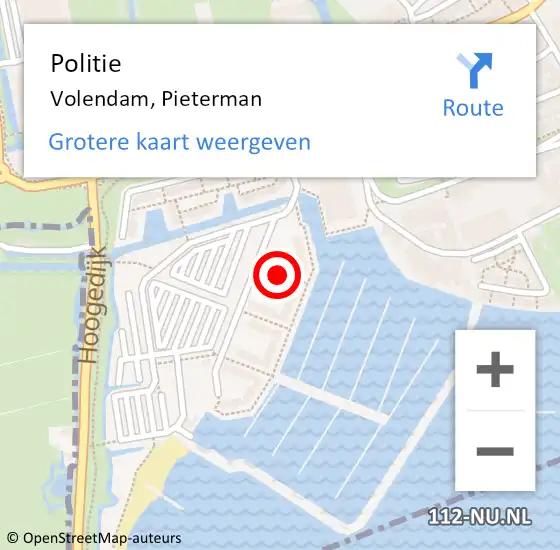 Locatie op kaart van de 112 melding: Politie Volendam, Pieterman op 5 juni 2017 11:07