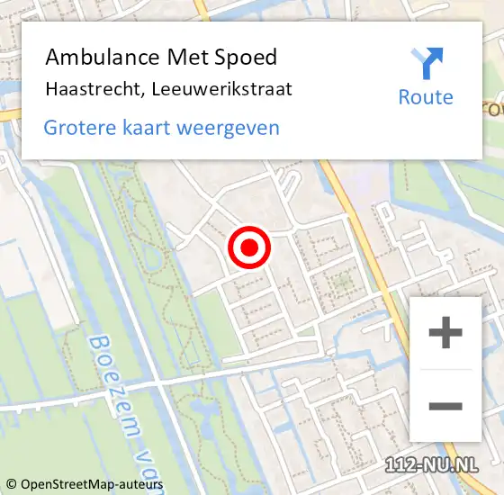 Locatie op kaart van de 112 melding: Ambulance Met Spoed Naar Haastrecht, Leeuwerikstraat op 5 juni 2017 11:37