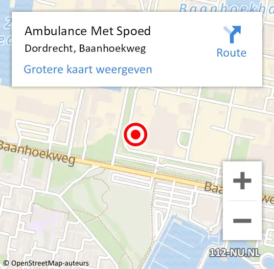 Locatie op kaart van de 112 melding: Ambulance Met Spoed Naar Dordrecht, Baanhoekweg op 5 juni 2017 11:38