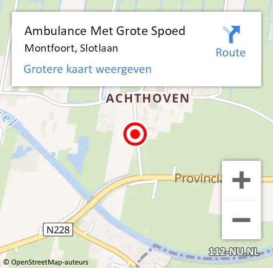 Locatie op kaart van de 112 melding: Ambulance Met Grote Spoed Naar Montfoort, Slotlaan op 5 juni 2017 12:26