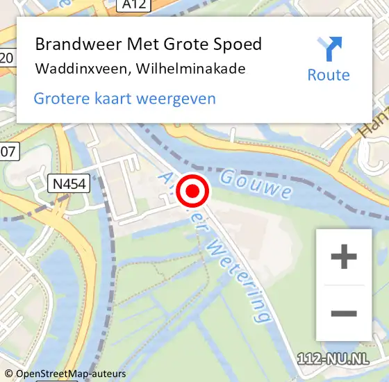 Locatie op kaart van de 112 melding: Brandweer Met Grote Spoed Naar Waddinxveen, Wilhelminakade op 5 juni 2017 13:06