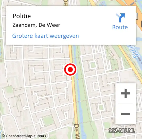 Locatie op kaart van de 112 melding: Politie Zaandam, De Weer op 5 juni 2017 13:08