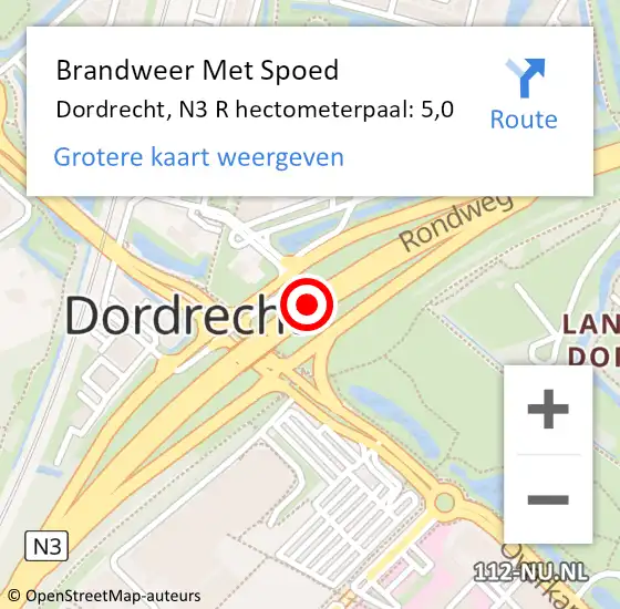 Locatie op kaart van de 112 melding: Brandweer Met Spoed Naar Dordrecht, N3 L op 5 juni 2017 13:17