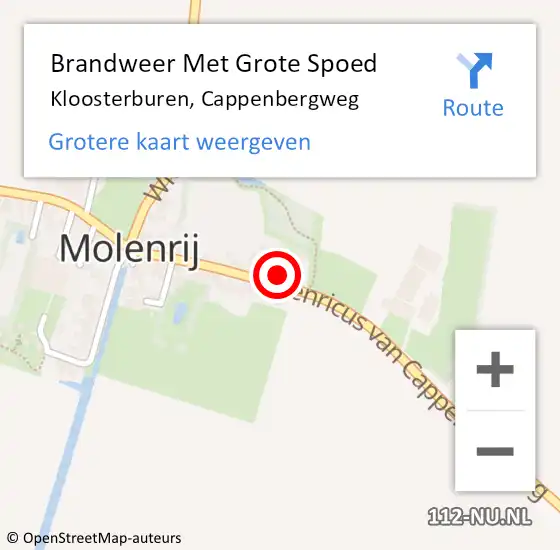 Locatie op kaart van de 112 melding: Brandweer Met Grote Spoed Naar Kloosterburen, Cappenbergweg op 5 juni 2017 15:01