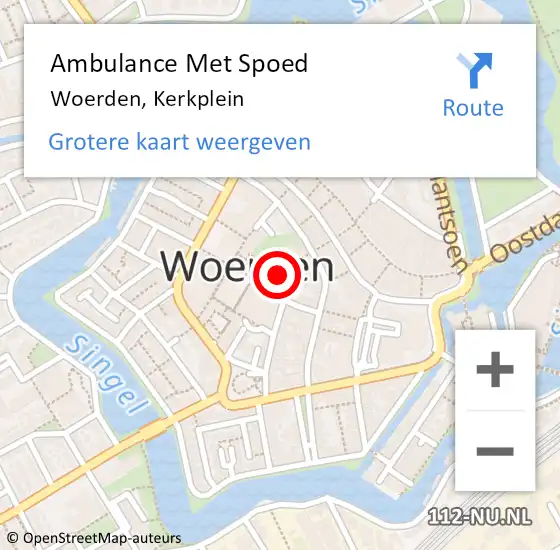 Locatie op kaart van de 112 melding: Ambulance Met Spoed Naar Woerden, Kerkplein op 5 juni 2017 15:48