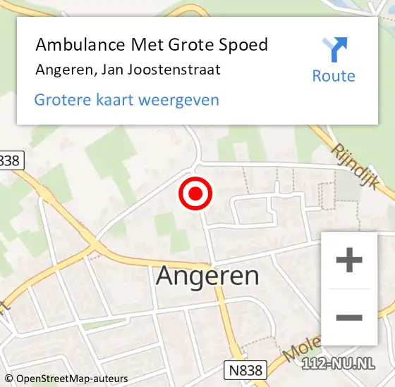 Locatie op kaart van de 112 melding: Ambulance Met Grote Spoed Naar Angeren, Jan Joostenstraat op 5 juni 2017 16:41