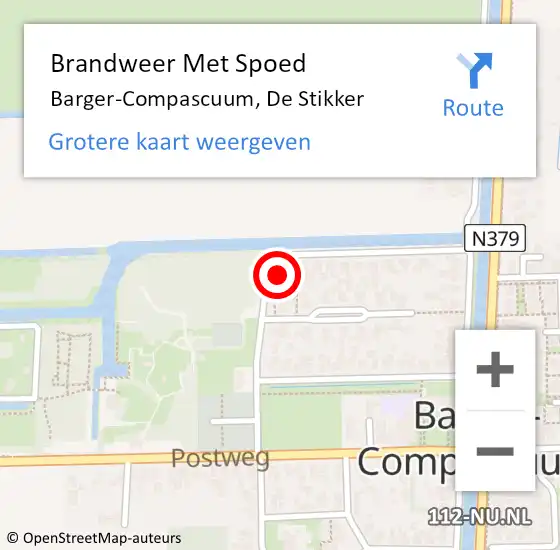 Locatie op kaart van de 112 melding: Brandweer Met Spoed Naar Barger-Compascuum, De Stikker op 5 juni 2017 17:57