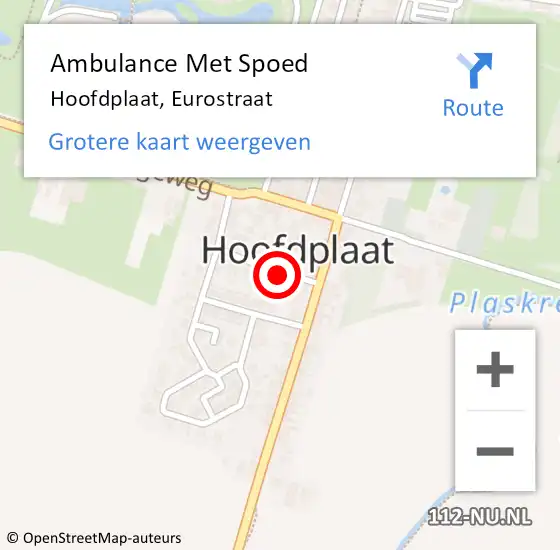 Locatie op kaart van de 112 melding: Ambulance Met Spoed Naar Hoofdplaat, Eurostraat op 5 juni 2017 18:50