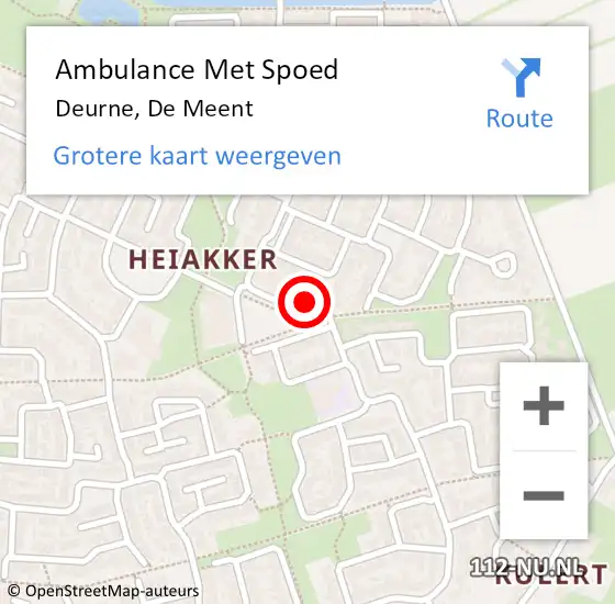 Locatie op kaart van de 112 melding: Ambulance Met Spoed Naar Deurne, De Meent op 5 juni 2017 19:24