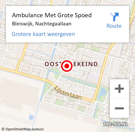 Locatie op kaart van de 112 melding: Ambulance Met Grote Spoed Naar Bleiswijk, Nachtegaallaan op 5 juni 2017 19:27