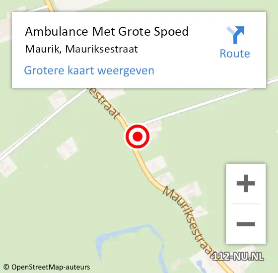 Locatie op kaart van de 112 melding: Ambulance Met Grote Spoed Naar Maurik, Mauriksestraat op 5 juni 2017 19:34
