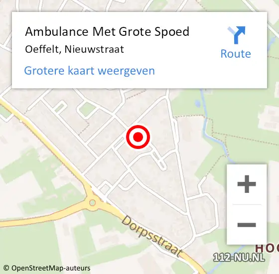 Locatie op kaart van de 112 melding: Ambulance Met Grote Spoed Naar Oeffelt, Nieuwstraat op 5 juni 2017 20:00