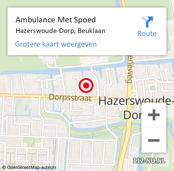 Locatie op kaart van de 112 melding: Ambulance Met Spoed Naar Hazerswoude-Dorp, Beuklaan op 5 juni 2017 20:09