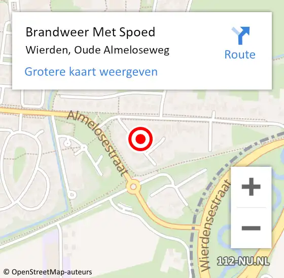 Locatie op kaart van de 112 melding: Brandweer Met Spoed Naar Wierden, Oude Almeloseweg op 22 januari 2014 21:37