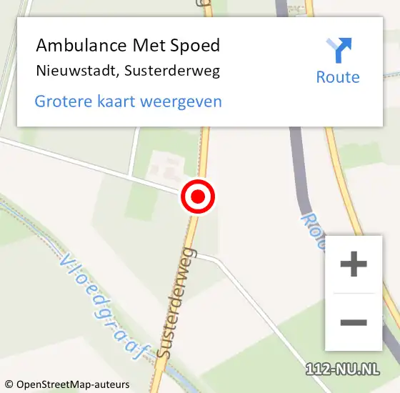 Locatie op kaart van de 112 melding: Ambulance Met Spoed Naar Nieuwstadt, Susterderweg op 5 juni 2017 21:26