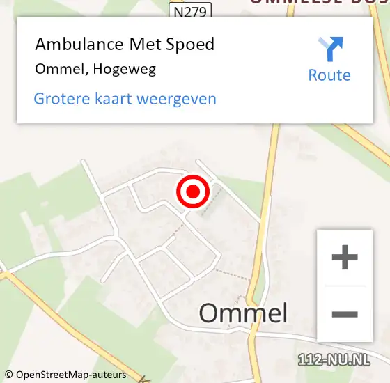 Locatie op kaart van de 112 melding: Ambulance Met Spoed Naar Ommel, Hogeweg op 5 juni 2017 21:29