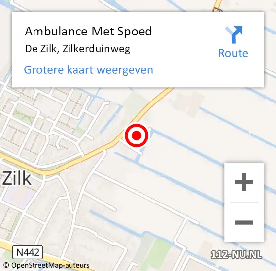 Locatie op kaart van de 112 melding: Ambulance Met Spoed Naar De Zilk, Zilkerduinweg op 5 juni 2017 21:39