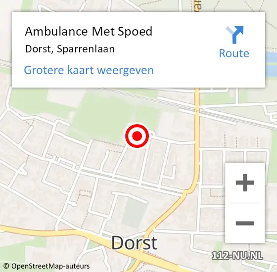 Locatie op kaart van de 112 melding: Ambulance Met Spoed Naar Dorst, Sparrenlaan op 5 juni 2017 21:40