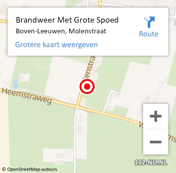 Locatie op kaart van de 112 melding: Brandweer Met Grote Spoed Naar Boven-Leeuwen, Molenstraat op 5 juni 2017 22:07