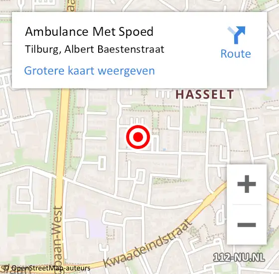 Locatie op kaart van de 112 melding: Ambulance Met Spoed Naar Tilburg, Albert Baestenstraat op 5 juni 2017 22:18