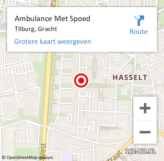 Locatie op kaart van de 112 melding: Ambulance Met Spoed Naar Tilburg, Gracht op 5 juni 2017 23:02