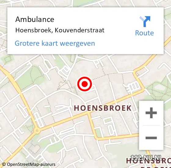 Locatie op kaart van de 112 melding: Ambulance Hoensbroek, Kouvenderstraat op 5 juni 2017 23:18