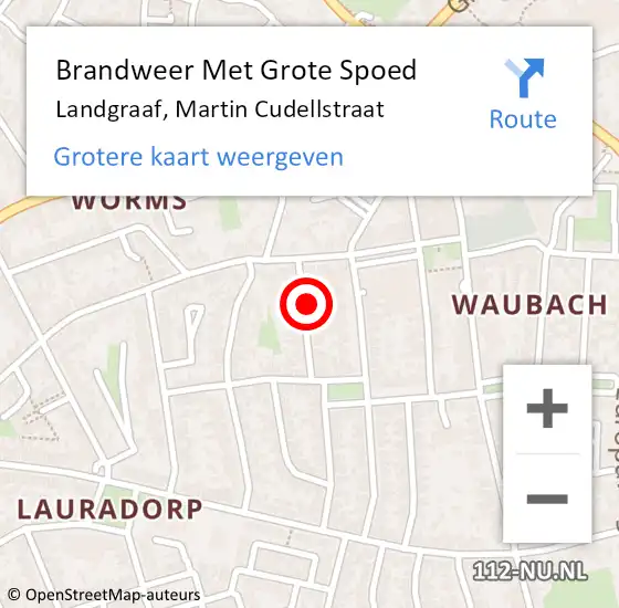 Locatie op kaart van de 112 melding: Brandweer Met Grote Spoed Naar Landgraaf, Martin Cudellstraat op 6 juni 2017 04:33