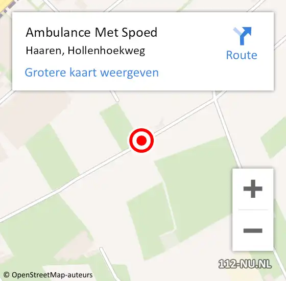 Locatie op kaart van de 112 melding: Ambulance Met Spoed Naar Haaren, Hollenhoekweg op 6 juni 2017 05:29