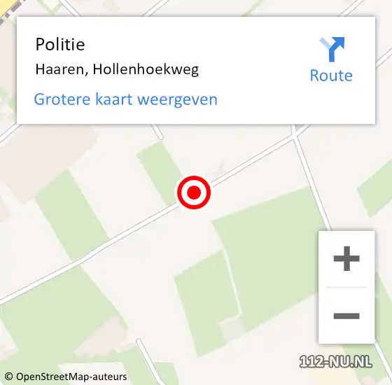 Locatie op kaart van de 112 melding: Politie Haaren, Hollenhoekweg op 6 juni 2017 05:34