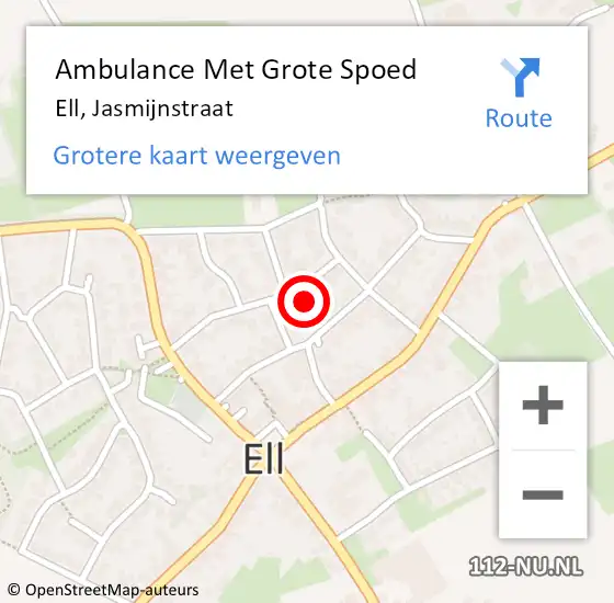 Locatie op kaart van de 112 melding: Ambulance Met Grote Spoed Naar Ell, Jasmijnstraat op 6 juni 2017 06:21