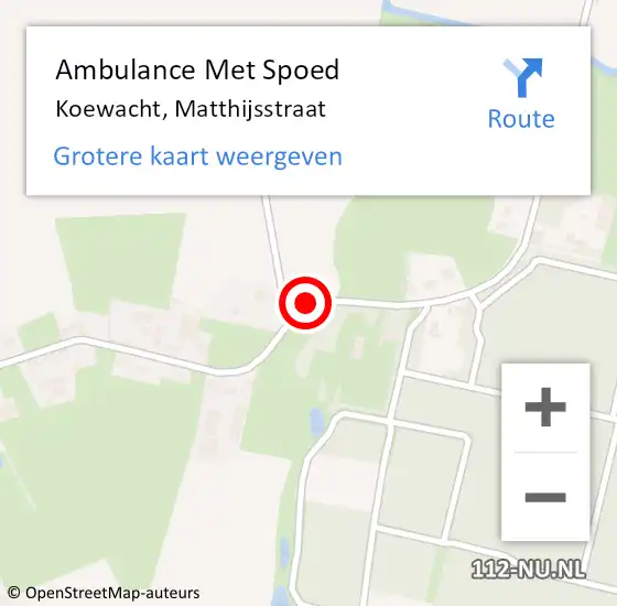 Locatie op kaart van de 112 melding: Ambulance Met Spoed Naar Koewacht, Matthijsstraat op 6 juni 2017 08:08