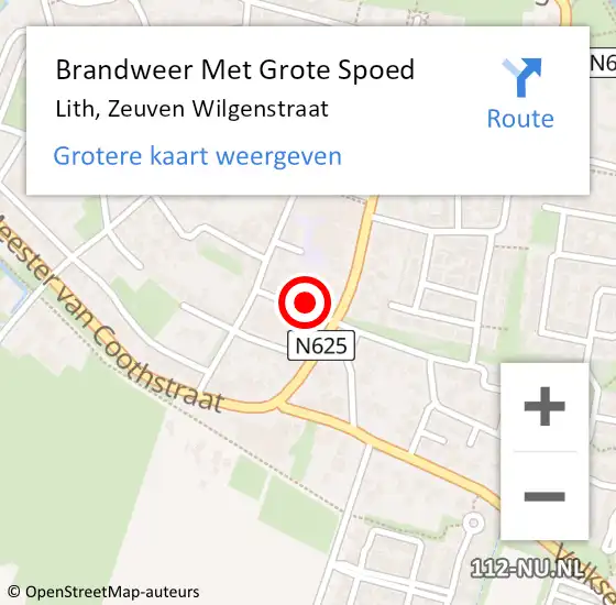 Locatie op kaart van de 112 melding: Brandweer Met Grote Spoed Naar Lith, Zeuven Wilgenstraat op 6 juni 2017 09:04