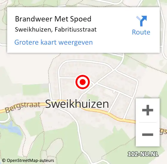 Locatie op kaart van de 112 melding: Brandweer Met Spoed Naar Sweikhuizen, Fabritiusstraat op 6 juni 2017 09:12