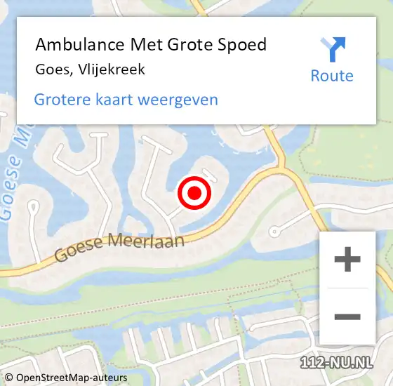 Locatie op kaart van de 112 melding: Ambulance Met Grote Spoed Naar Goes, Vlijekreek op 6 juni 2017 09:36