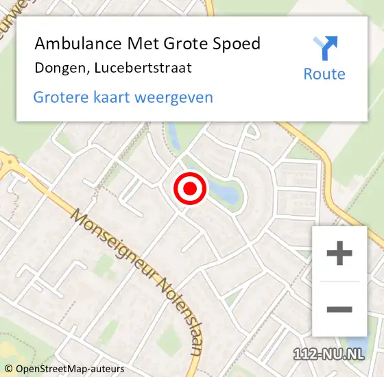 Locatie op kaart van de 112 melding: Ambulance Met Grote Spoed Naar Dongen, Lucebertstraat op 6 juni 2017 09:37