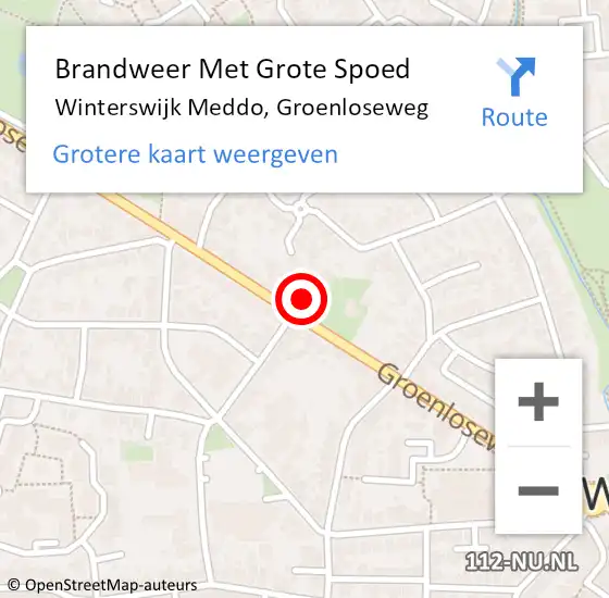 Locatie op kaart van de 112 melding: Brandweer Met Grote Spoed Naar Winterswijk Meddo, Groenloseweg op 6 juni 2017 09:55