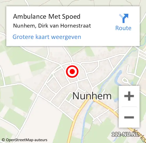 Locatie op kaart van de 112 melding: Ambulance Met Spoed Naar Nunhem, Dirk van Hornestraat op 6 juni 2017 11:20